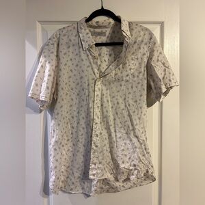 All Saints Cream Patterned Short Sleeve Shirt